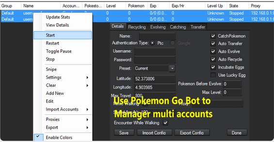 use pokemon go bot to manager multiple accounts