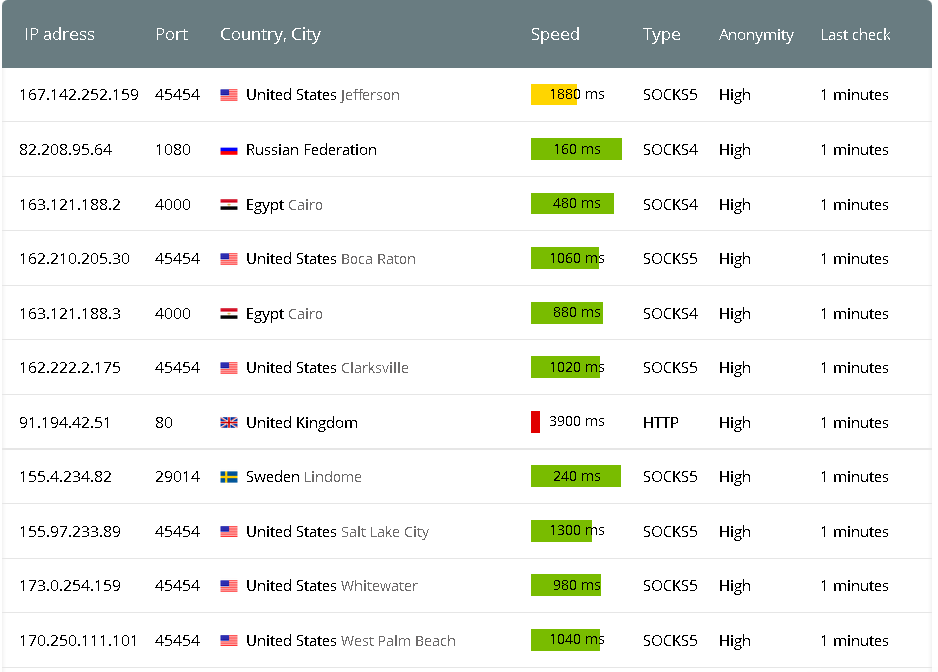 public proxy list