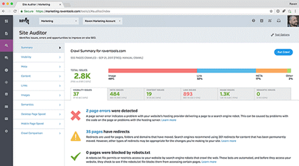 Raven Tools Site Auditor