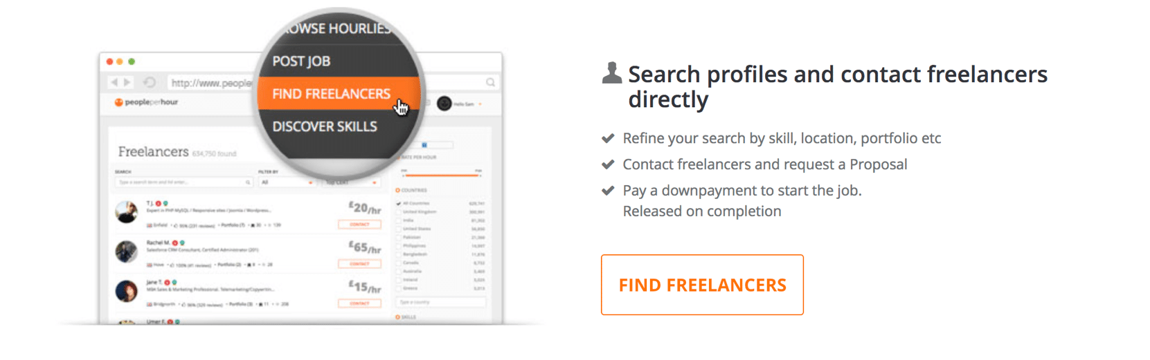 Contact information of Freelancers