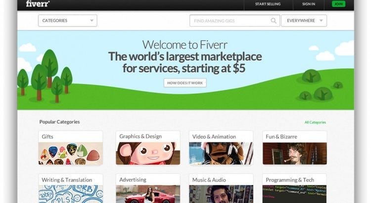 Fiverr Homepage For Buyers