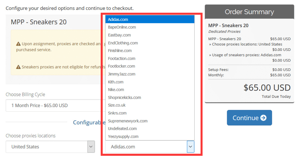 Sneakers proxies of MPP