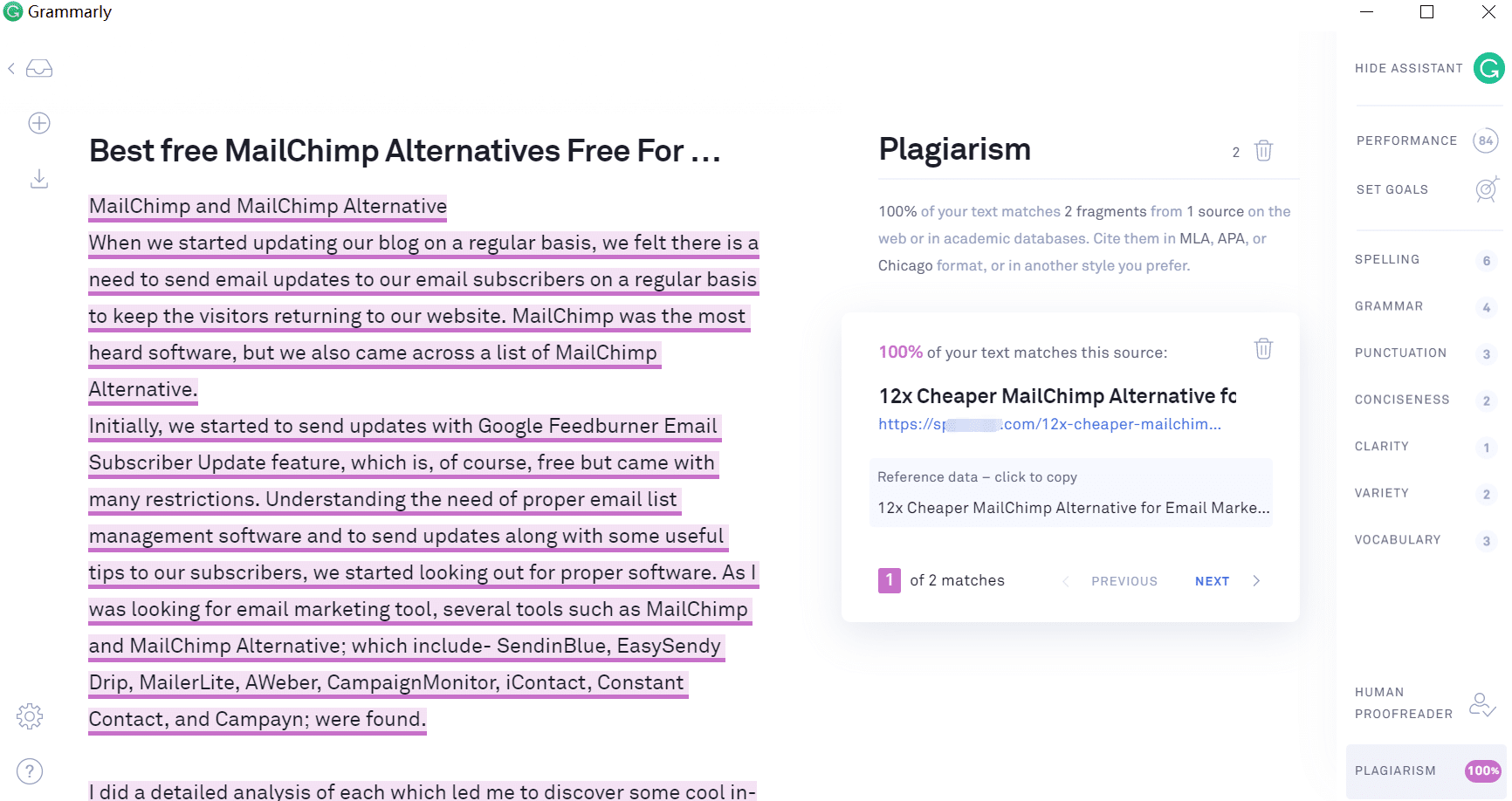 Grammarly for Plagiarism Checking Tool