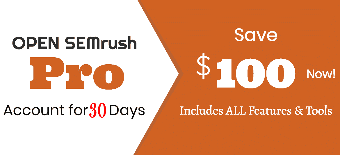 30 day Semrush PRO Free trial for 30 days