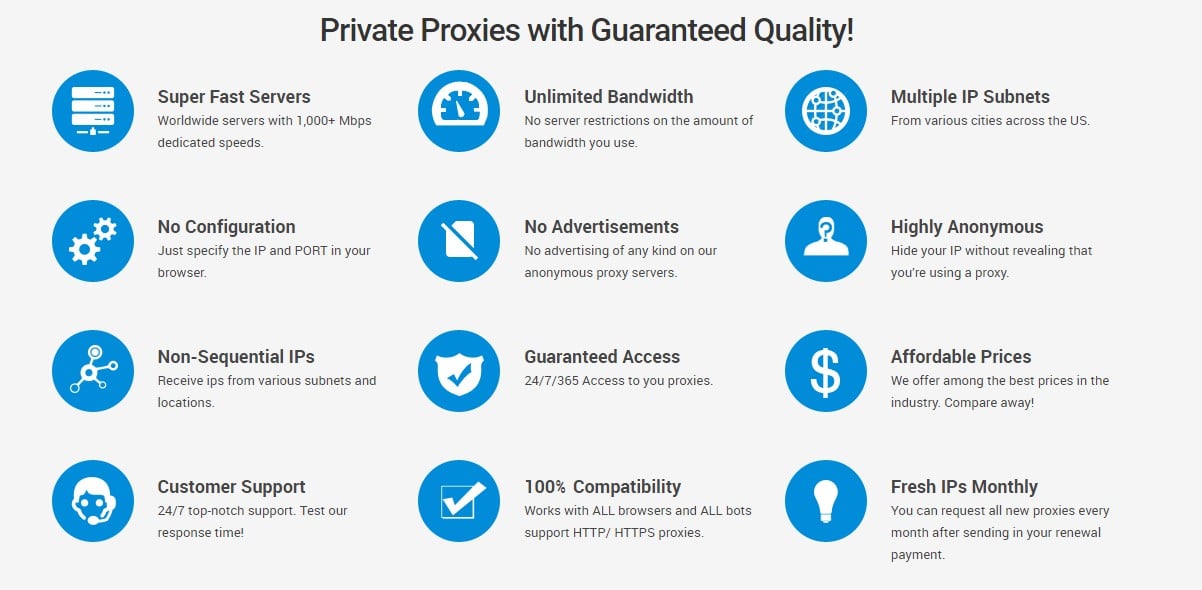 Private Proxies with Guaranteed Quality