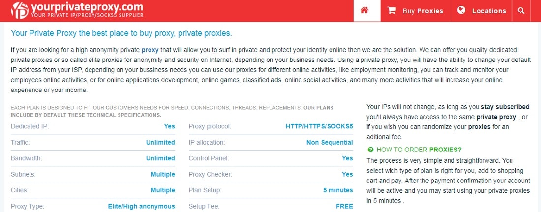 YourPrivate Proxy Details
