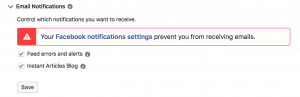 email notifications settings