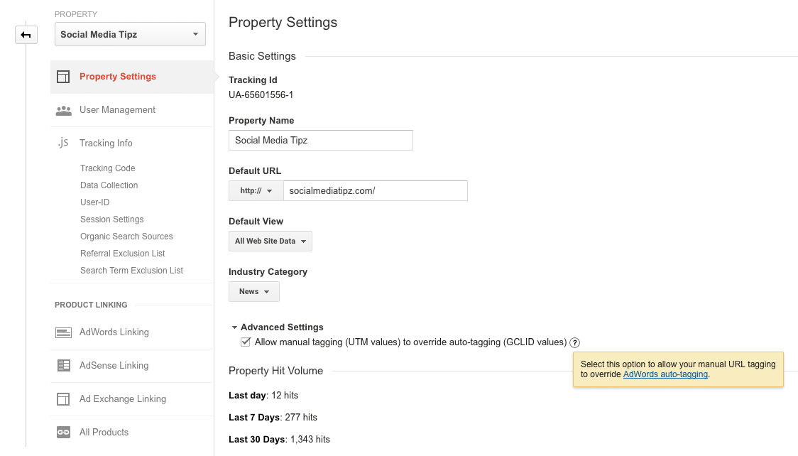 property settings