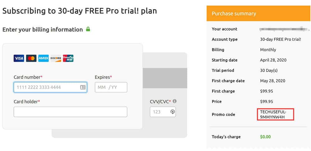 semrush Free pro account plan 30 days for $0.00