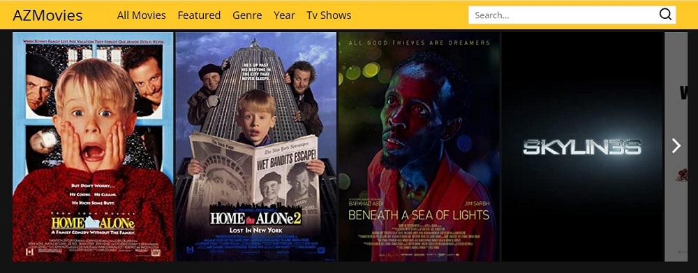 AZMovies home page