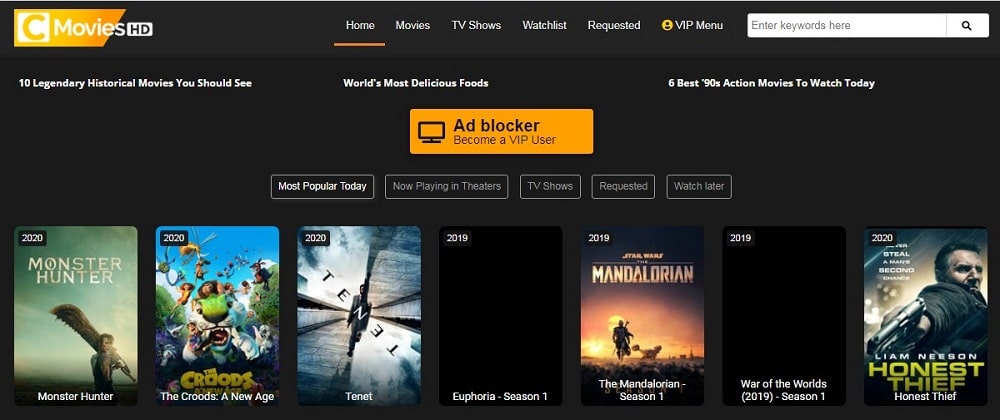 CMovies HD home page