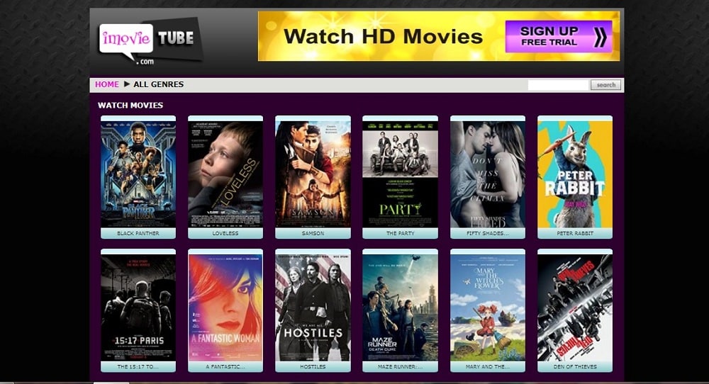 IMovies Tube home page