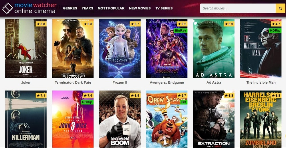 Movie Watcher home page