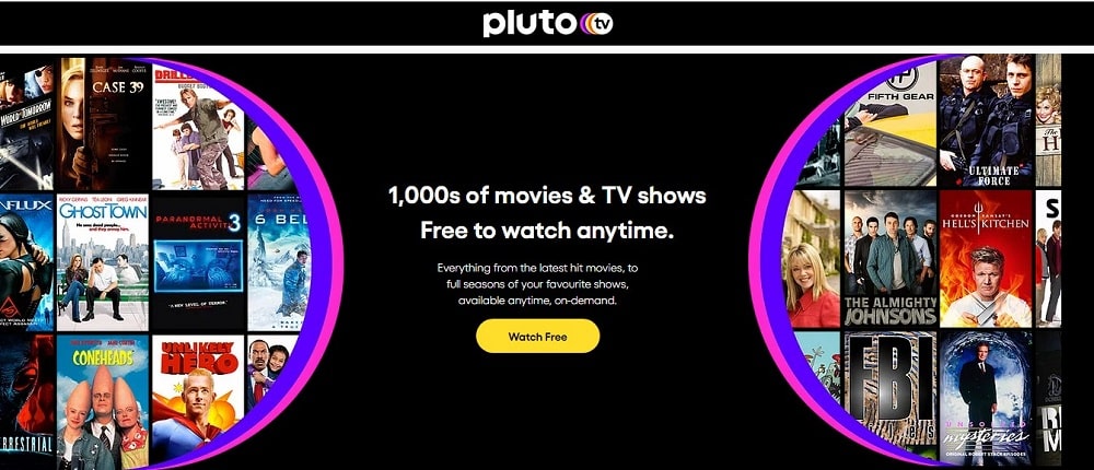 Pluto TV home page