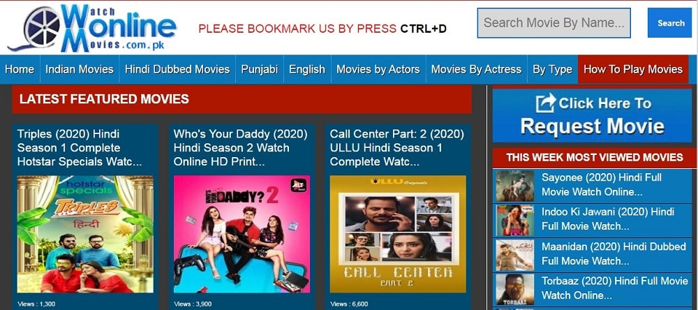Watch Online Movies home page