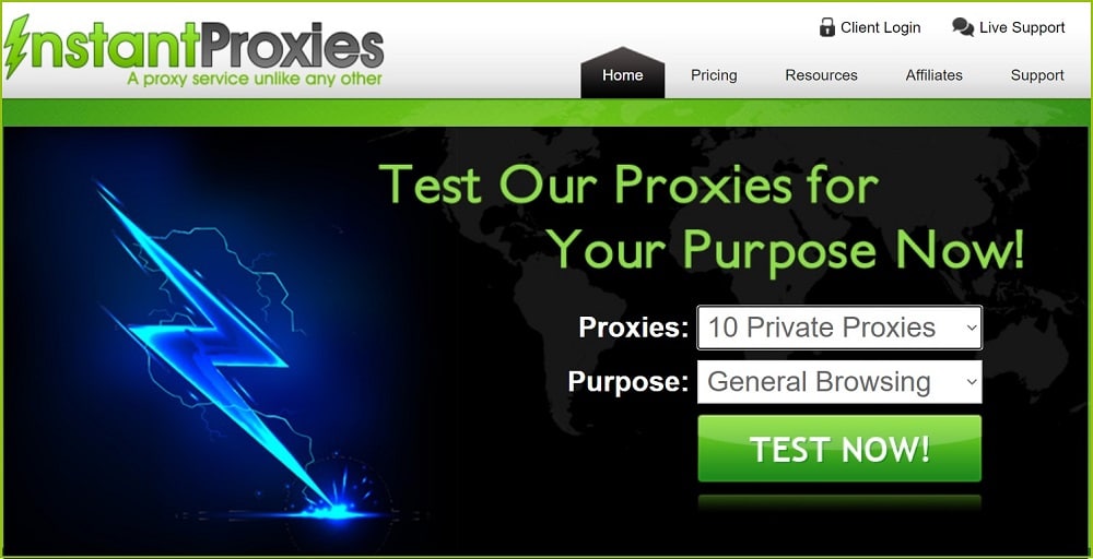 InstantProxies homepage