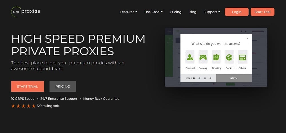 LimeProxies homepage