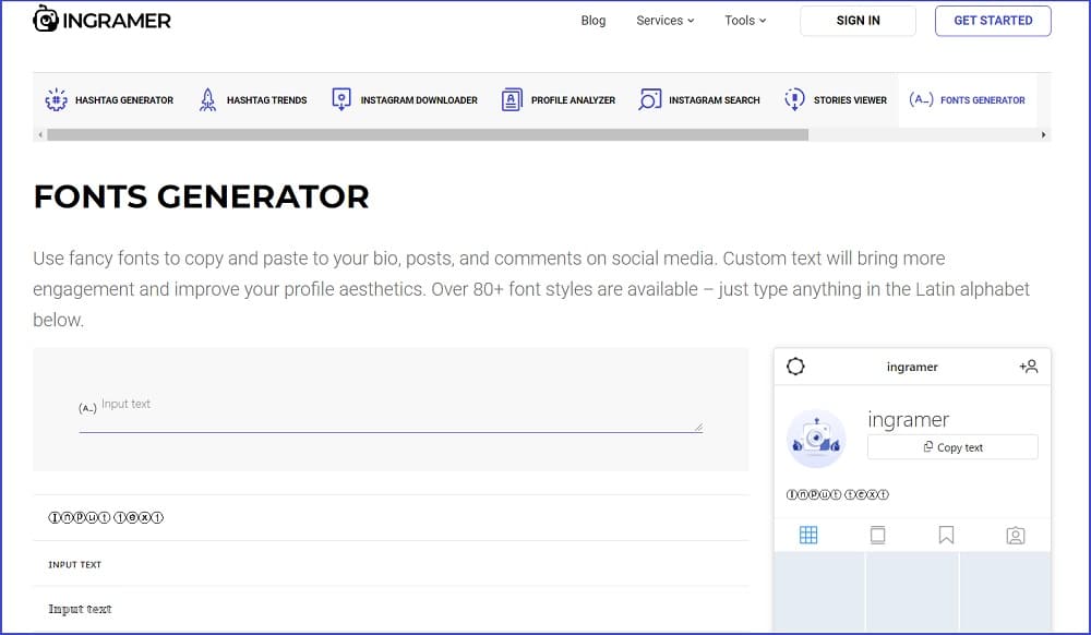 Instagram Fonts Generator