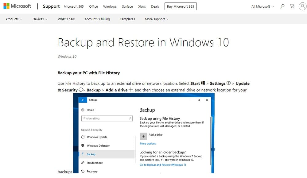 Windows Backup and Restore