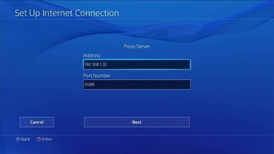 Assigning a Proxy Server for PS4