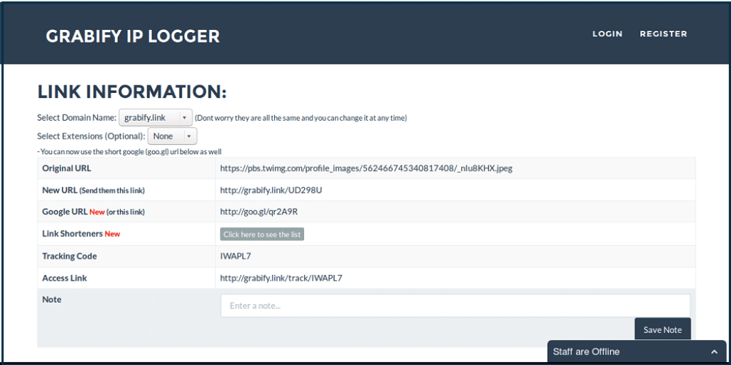 Grabify tracking code