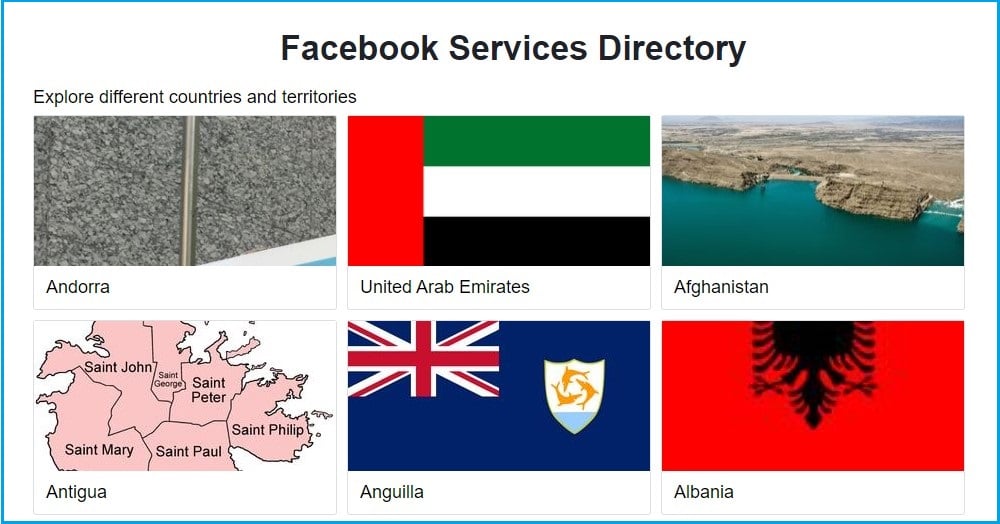 Facebook business directory