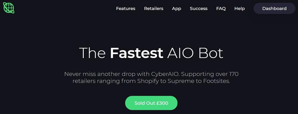 Cybersole AIO Bot Homepage