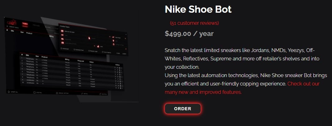 Nike Shoe Bot cost