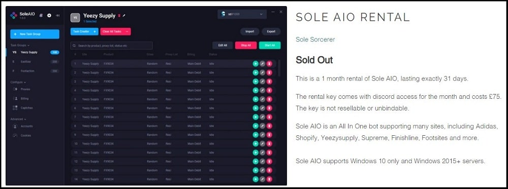 Sole AIO Price and Plan