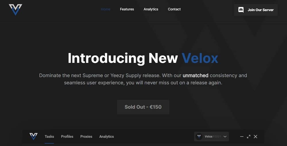 Velox bot Homepage