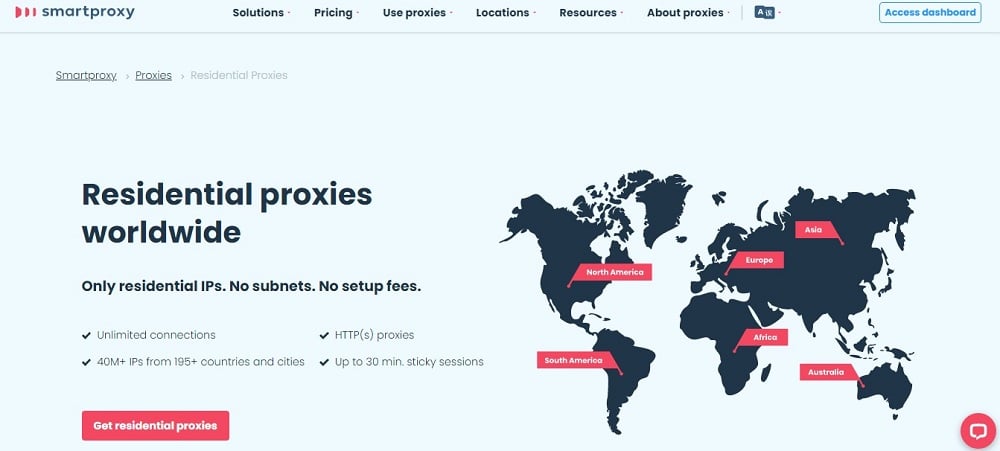 Residential Proxy plan for Smartproxy