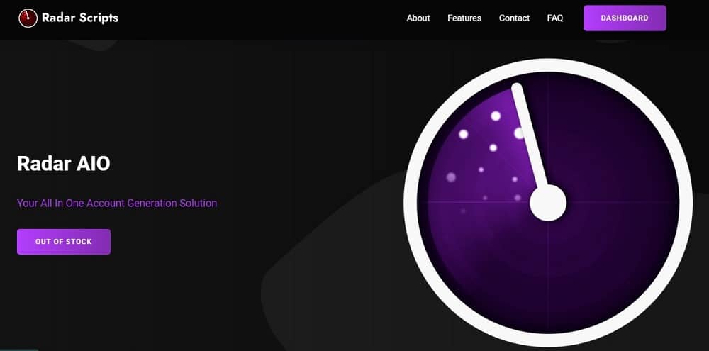 Radar AIO homepage