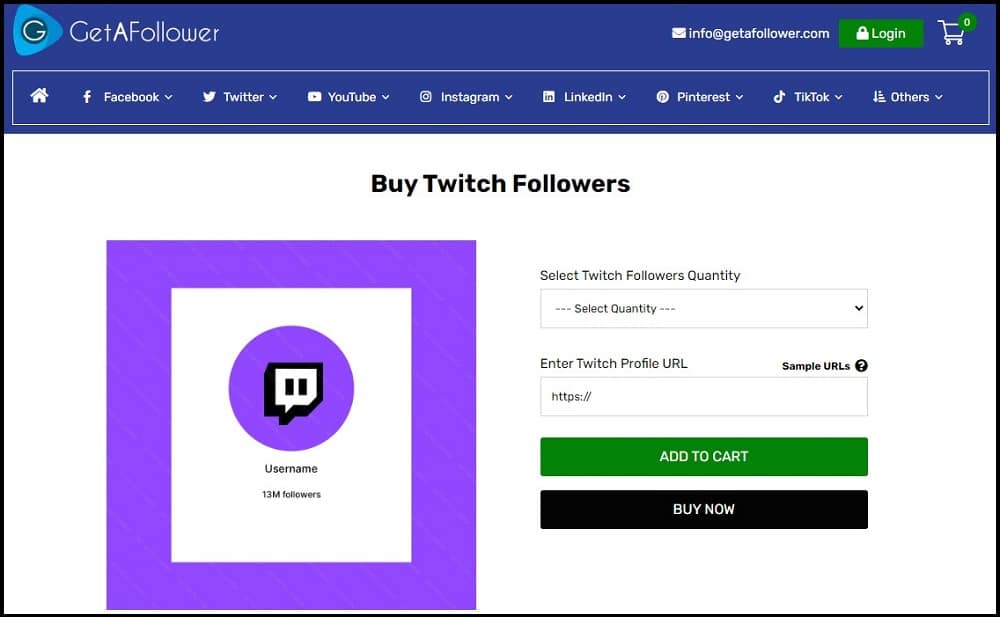 GetAFollower Buy Twitch Followers