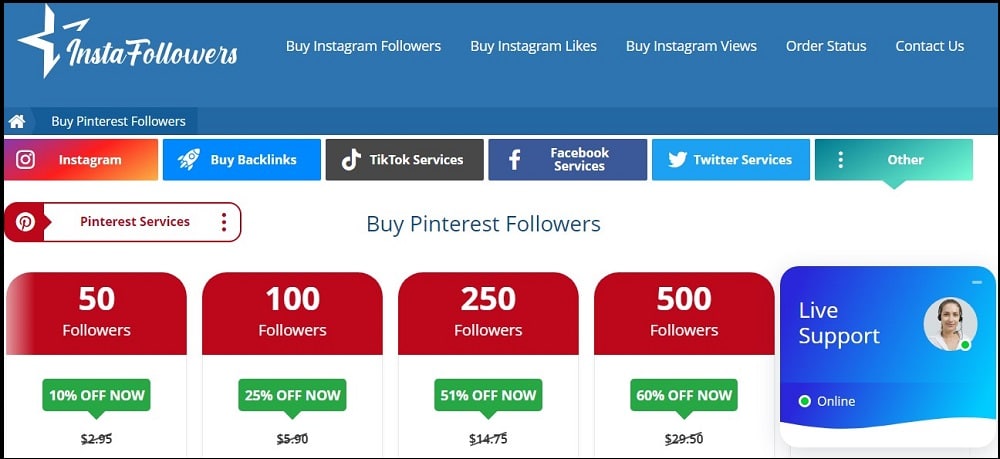 Instafollowers buy pinterest Followers