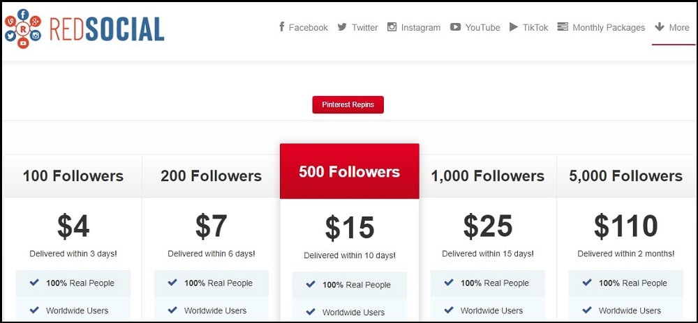 RedSocial buy pinterest Followers