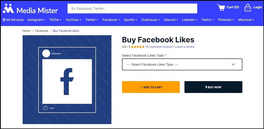 Buy Facebook Likes for Media Mister