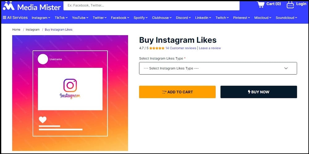 Buy Instagram Likes for Media Mister