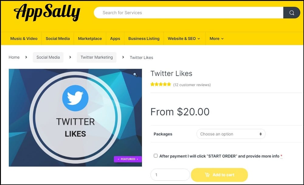 Buy Twitter Likes for AppSally