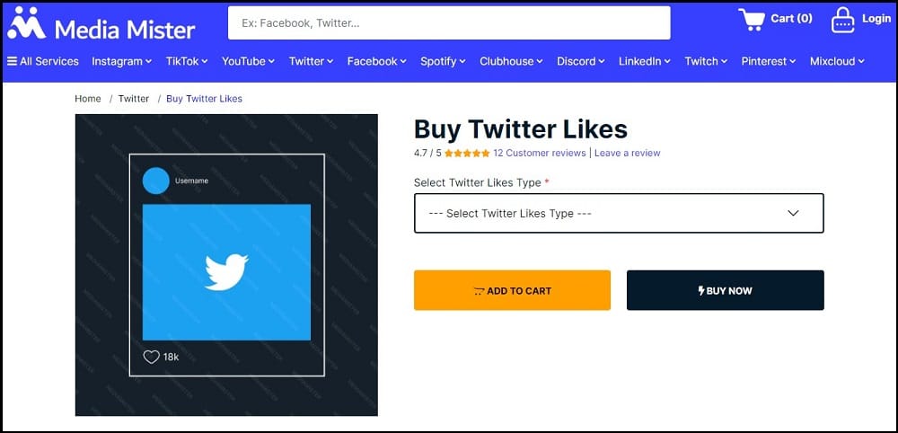 Buy Twitter Likes for Media Mister