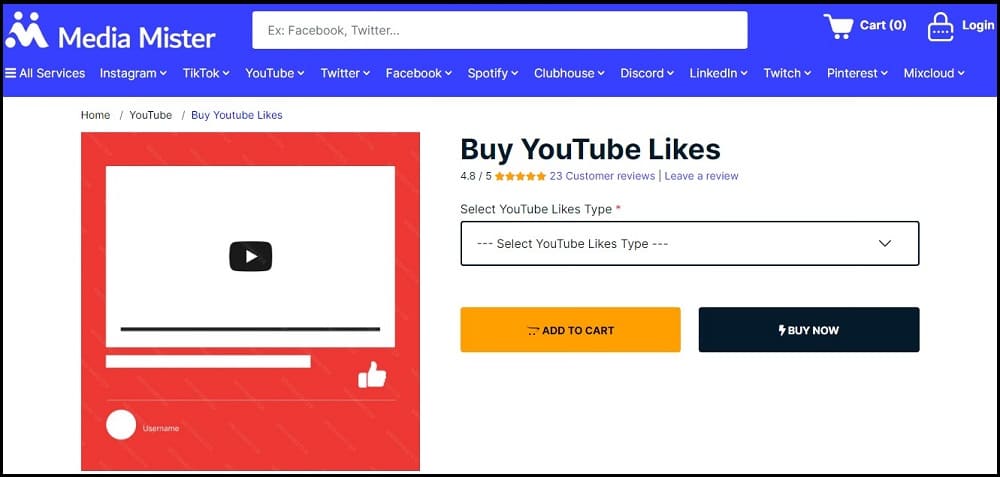 Buy YouTube Likes for Media Mister