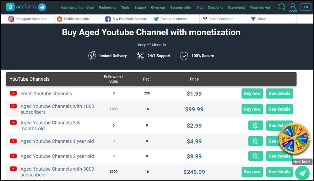 Buy Youtube Subscribers for Accfarm