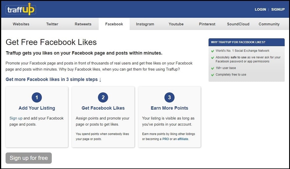 Free Facebook Likes for Traffup