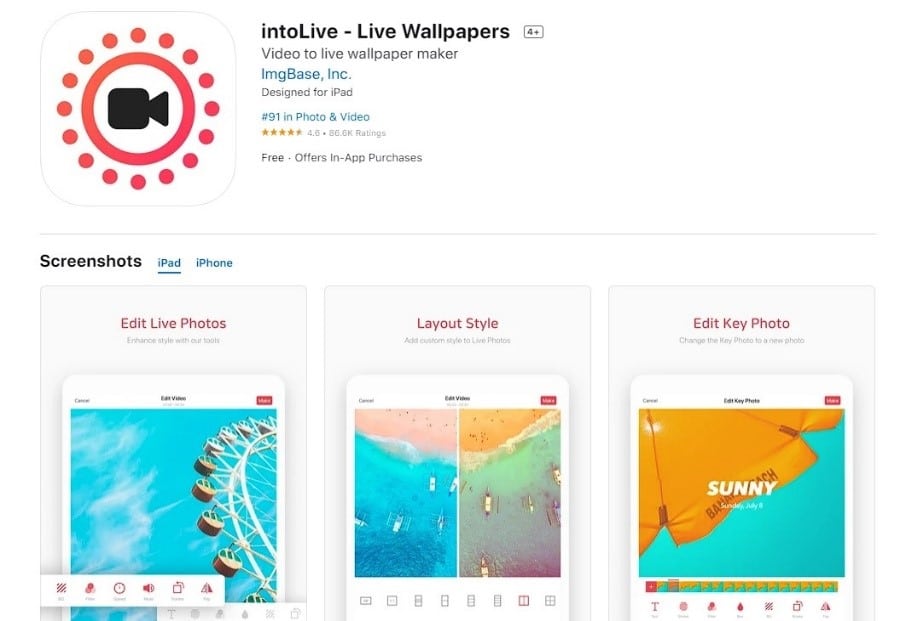 Download the intoLive app to your iPhone