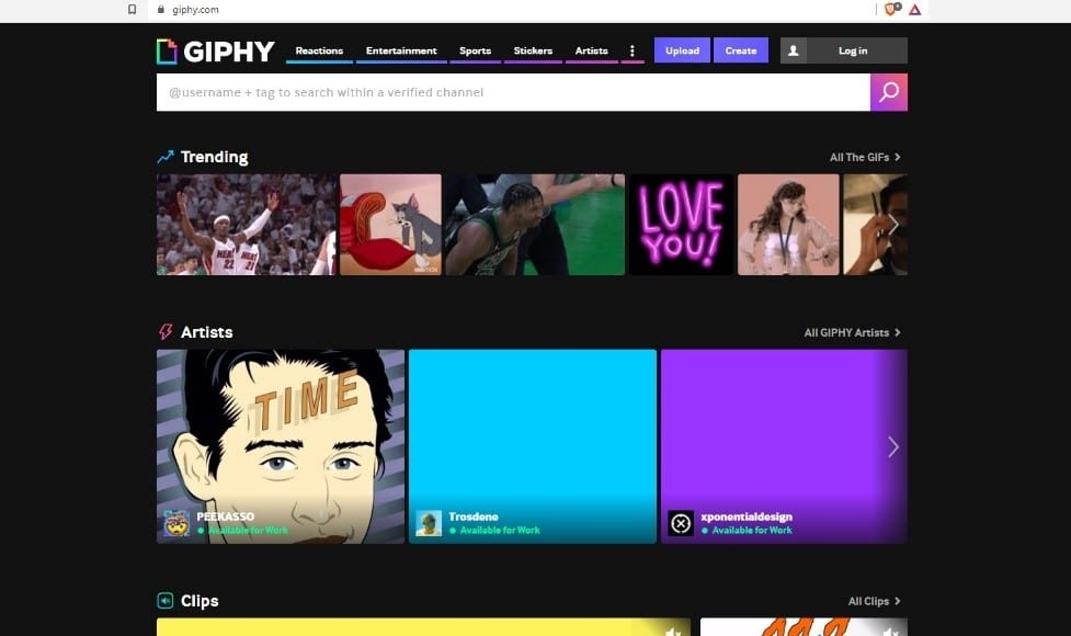 Go to the GIPHY website