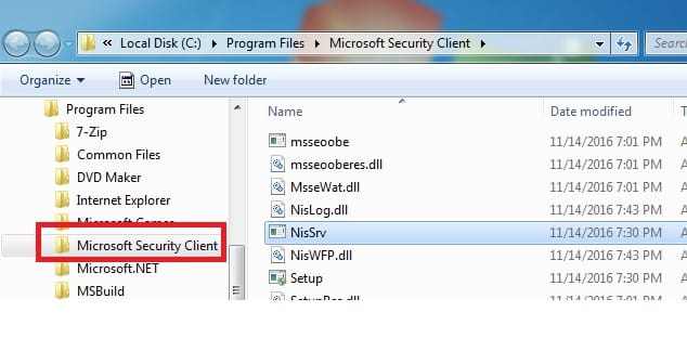 Program Files Microsoft Security Client
