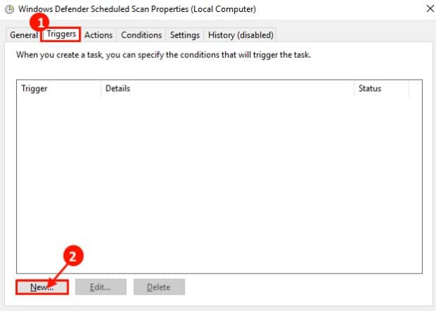 Reset the Windows Defender scan schedule