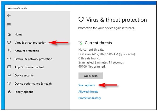 Virus and threat protection