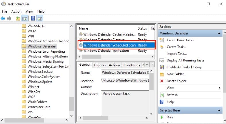 Windows Defender Scheduled Scan Ready