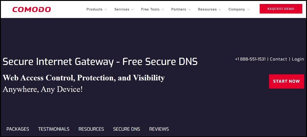 Comodo Secure DNS Homepage