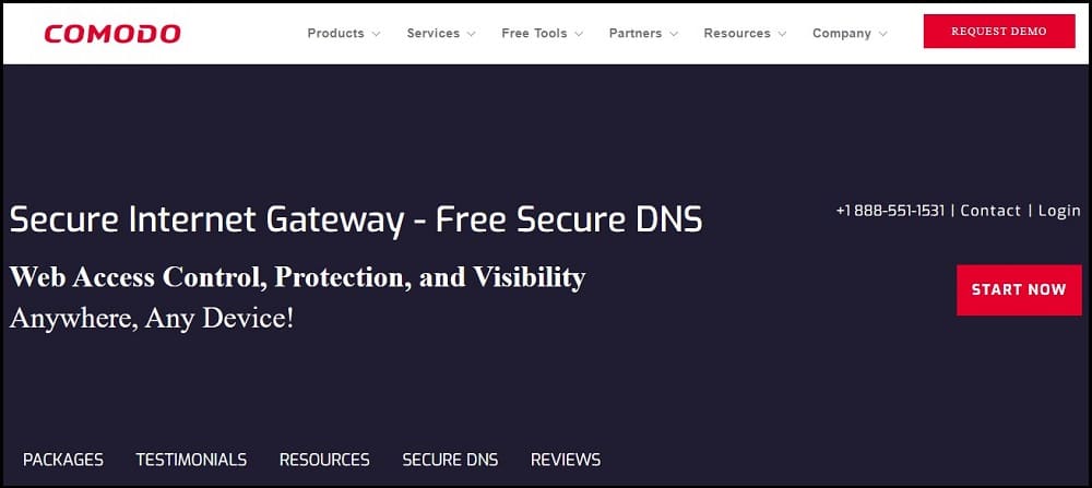 Comodo Secure DNS Homepage